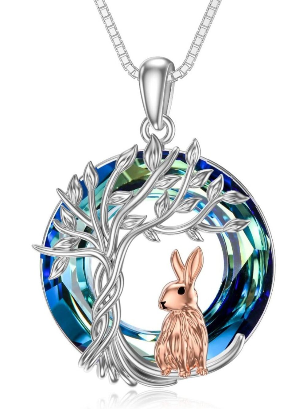 Tree of Life Animal Necklace - 925 Sterling Silver Crystal & Abalone Pendant